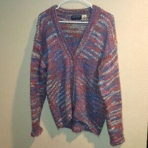 Vintage Mohair Wool Blend Multi Colored Knit Cardigan Additions by Ivy S